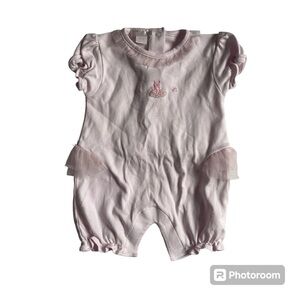 Kissy Kissy pale pink ballerina romper with tullle tutu, 0-3 months, Pima cotton